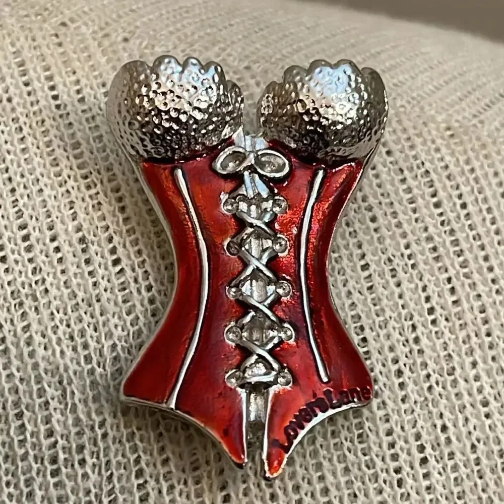 2001 Silver-tone Bustier Brooch Pin By Jill Weiner Lingerie Fashion Burlesque